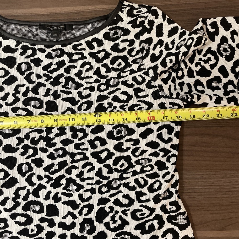 Marc New York Animal Print Top Faux Leather Trim Sz M - Picture 7 of 9